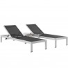 Modway Shore 3 Piece Outdoor Patio Aluminum Set - Silver Black - Set in Front Side Angle