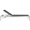 Modway Shore 3 Piece Outdoor Patio Aluminum Set - Silver Black - Chaise Lounge in Front Angle