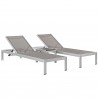 Modway Shore 3 Piece Outdoor Patio Aluminum Set in Silver Gray - Set in Front Side Angle