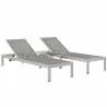 Modway Shore 3 Piece Outdoor Patio Aluminum Set in Silver Gray - Set in Front Side Angle - Modway Shore 3 Piece Outdoor Patio Aluminum Set in Silver Gray - Set in Front Side Angle