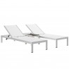 Modway Shore 3 Piece Outdoor Patio Aluminum Set in Silver White - Set in Front Side Angle