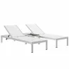 Modway Shore 3 Piece Outdoor Patio Aluminum Set in Silver White - Set in Front Side Angle - Modway Shore 3 Piece Outdoor Patio Aluminum Set in Silver White - Set in Front Side Angle