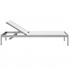 Modway Shore 3 Piece Outdoor Patio Aluminum Set in Silver White - Chaise Reclined in Front Angle