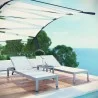 Modway Shore 3 Piece Outdoor Patio Aluminum Set in Silver White - Lifestyle - Modway Shore 3 Piece Outdoor Patio Aluminum Set in Silver White - Lifestyle