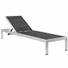 Modway Shore Chaise Outdoor Patio Aluminum in Silver Black - Set of Two - Chaise Reclined in Front Side Angle - Modway Shore Chaise Outdoor Patio Aluminum in Silver Black - Set of Two - Chaise Reclined in Front Side Angle