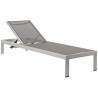 Modway Shore Chaise Outdoor Patio Aluminum in Silver Gray - Set of Two - Chaise Reclined in Front Side Angle