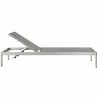 Modway Shore Chaise Outdoor Patio Aluminum in Silver Gray - Set of Two - Chaise Reclined in Front Angle - Modway Shore Chaise Outdoor Patio Aluminum in Silver Gray - Set of Two - Chaise Reclined in Front Angle