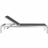 Modway Shore Chaise Outdoor Patio Aluminum in Silver Black - Chaise Reclined in Front Angle - Modway Shore Chaise Outdoor Patio Aluminum in Silver Black - Chaise Reclined in Front Angle