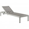 Modway Shore Chaise Outdoor Patio Aluminum in Silver Gray - Chaise Reclined in Front Side Angle