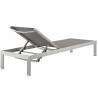 Modway Shore Chaise Outdoor Patio Aluminum in Silver Gray - Chaise Reclined in Back Side Angle