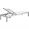Modway Shore Chaise Outdoor Patio Aluminum in Silver White - Set of Four - Back Side Angle