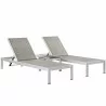 Modway Shore 3 Piece Outdoor Patio Set - Silver Gray - Set in Front Side Angle - Modway Shore 3 Piece Outdoor Patio Set - Silver Gray - Set in Front Side Angle