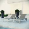 Modway Shore 3 Piece Outdoor Patio Aluminum Set - Silver Gray -Lifestyle - Modway Shore 3 Piece Outdoor Patio Aluminum Set - Silver Gray -Lifestyle