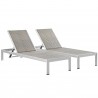 Modway Shore Chaise Outdoor Patio Aluminum Set of 2 - Silver Gray - Set in Front Side Angle