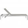 Modway Shore Chaise Outdoor Patio Aluminum in Silver Gray - Set of Four - Reclined in Side Angle