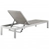 Modway Shore Chaise Outdoor Patio Aluminum in Silver Gray - Set of Four - Reclined in Back Side Angle