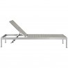 Modway Shore Chaise Outdoor Patio Aluminum in Silver Gray - Set of Six - Reclined in Front Angle