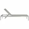 Modway Shore Chaise Outdoor Patio Aluminum in Silver Gray - Set of Six - Reclined in Front Angle - Modway Shore Chaise Outdoor Patio Aluminum in Silver Gray - Set of Six - Reclined in Front Angle