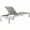 Modway Shore Chaise Outdoor Patio Aluminum in Silver Gray - Set of Six - Reclined in Back Side Angle - Modway Shore Chaise Outdoor Patio Aluminum in Silver Gray - Set of Six - Reclined in Back Side Angle