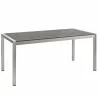 Modway Shore 3 Piece Outdoor Patio Aluminum Dining Set - Silver Gray - Table in Front Side Angle - Modway Shore 3 Piece Outdoor Patio Aluminum Dining Set - Silver Gray - Table in Front Side Angle