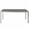Modway Shore 3 Piece Outdoor Patio Aluminum Dining Set - Silver Gray - Table in Front Angle - Modway Shore 3 Piece Outdoor Patio Aluminum Dining Set - Silver Gray - Table in Front Angle