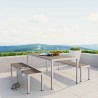 Modway Shore 3 Piece Outdoor Patio Aluminum Dining Set - Silver Gray - Lifestyle