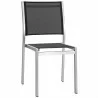 Modway Shore 5 Piece Outdoor Patio Aluminum Dining Set - Silver Black - Chair in Front Side Angle - Modway Shore 5 Piece Outdoor Patio Aluminum Dining Set - Silver Black - Chair in Front Side Angle