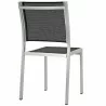 Modway Shore 5 Piece Outdoor Patio Aluminum Dining Set - Silver Black - Chair in Back Side Angle - Modway Shore 5 Piece Outdoor Patio Aluminum Dining Set - Silver Black - Chair in Back Side Angle