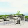 Modway Shore 5 Piece Outdoor Patio Aluminum Dining Set - Silver Black - Lifestyle - Modway Shore 5 Piece Outdoor Patio Aluminum Dining Set - Silver Black - Lifestyle