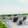 Modway Shore 5 Piece Outdoor Patio Aluminum Dining Set - Silver Black - Lifestyle - Modway Shore 5 Piece Outdoor Patio Aluminum Dining Set - Silver Black - Lifestyle