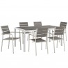 Modway Shore 7 Piece Outdoor Patio Aluminum Dining Set - Front Side Angle