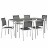 Modway Shore 7 Piece Outdoor Patio Aluminum Dining Set - Silver Black - Set in Front Side Angle - Modway Shore 7 Piece Outdoor Patio Aluminum Dining Set - Silver Black - Set in Front Side Angle