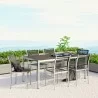 Modway Shore 7 Piece Outdoor Patio Aluminum Dining Set - Silver Black - Lifestyle - Modway Shore 7 Piece Outdoor Patio Aluminum Dining Set - Silver Black - Lifestyle