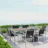 Modway Shore 7 Piece Outdoor Patio Aluminum Dining Set - Silver Black - Lifestyle - Modway Shore 7 Piece Outdoor Patio Aluminum Dining Set - Silver Black - Lifestyle