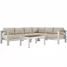Modway Shore 5 Piece Outdoor Patio Aluminum Sectional Sofa Set in Silver Gray - Set in Front Angle - Modway Shore 5 Piece Outdoor Patio Aluminum Sectional Sofa Set in Silver Gray - Set in Front Angle