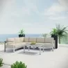 Modway Shore 5 Piece Outdoor Patio Aluminum Sectional Sofa Set in Silver Beige - Lifestyle - Modway Shore 5 Piece Outdoor Patio Aluminum Sectional Sofa Set in Silver Beige - Lifestyle