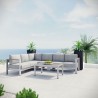 Modway Shore 5 Piece Outdoor Patio Aluminum Sectional Sofa Set in Silver Gray - Lifestyle