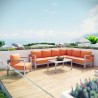 Modway Shore 6 Piece Outdoor Patio Aluminum Sectional Sofa Set - Silver Orange - Lifestyle