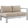 Modway Shore 4 Piece Outdoor Patio Aluminum Sectional Sofa Set - Silver Beige - Right-Arm Loveseat in Front Side Angle - Modway Shore 4 Piece Outdoor Patio Aluminum Sectional Sofa Set - Silver Beige - Right-Arm Loveseat in Front Side Angle