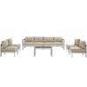 Modway Shore 7 Piece Outdoor Patio Sectional Sofa Set - Silver Beige - Set in Front Angle