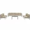 Modway Shore 7 Piece Outdoor Patio Sectional Sofa Set - Silver Beige - Set in Front Angle - Modway Shore 7 Piece Outdoor Patio Sectional Sofa Set - Silver Beige - Set in Front Angle