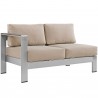 Modway Shore 7 Piece Outdoor Patio Sectional Sofa Set - Silver Beige - Left-Arm Loveseat in Front Side Angle