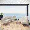Modway Shore 7 Piece Outdoor Patio Sectional Sofa Set - Silver Beige - Lifestyle