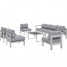 Modway Shore 7 Piece Outdoor Patio Sectional Sofa Set - Silver Gray - Set in Front Side Angle