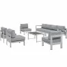 Modway Shore 7 Piece Outdoor Patio Sectional Sofa Set - Silver Gray - Set in Front Side Angle - Modway Shore 7 Piece Outdoor Patio Sectional Sofa Set - Silver Gray - Set in Front Side Angle