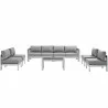 Modway Shore 7 Piece Outdoor Patio Sectional Sofa Set - Silver Gray - Set in Front Angle - Modway Shore 7 Piece Outdoor Patio Sectional Sofa Set - Silver Gray - Set in Front Angle