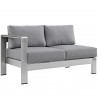 Modway Shore 7 Piece Outdoor Patio Sectional Sofa Set - Silver Gray - Left-Arm Loveseat in Front Side Angle