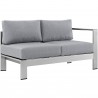 Modway Shore 7 Piece Outdoor Patio Sectional Sofa Set - Silver Gray - Right-Arm Loveseat in Front Side Angle