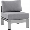 Modway Shore 7 Piece Outdoor Patio Sectional Sofa Set - Silver Gray - Armless Chair in Front Side Angle