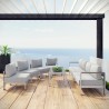 Modway Shore 7 Piece Outdoor Patio Sectional Sofa Set - Silver Gray - Lifestyle